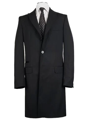 J.LINDEBERG 38L Black Tuxedo Spring Overcoat Peak Lapel w/ Satin Collar SLIM FIT - Image 1 of 4