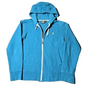 Volcom Hoodie Mens Small Blue Full Zip Sweatshirt Drawstring Y2K Skate - Picture 1 of 8