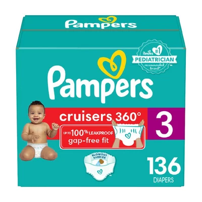 Pampers Cruisers 360 Diapers Enormous Pack - Size 3 - 136ct - Image 1 of 4