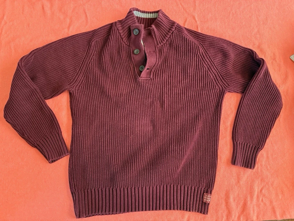 Suéter American Eagle Hombres 2XL XXL Rojo Borgoña Pesado Grueso Acanalado Tejido Pullover Foto 1 de 4