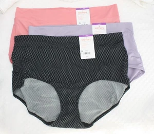 New set/3 WARNER'S no muffin top microfiber BRIEF LILAC PEACH BLACK DOTS 9/2XL - Picture 1 of 5