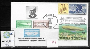 WAM_1870. COSTA D'AVORIO. 1979 FDC per il 50° ANNIV. VOLO ZEPPELIN INTORNO AL MONDO - Foto 1 di 1