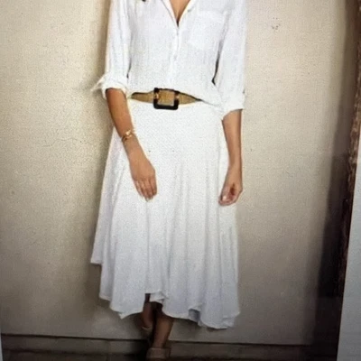 Falda midi blanca Soft Surroundings para mujer boho de gasa con dobladillo asimétrico talla S  Foto 1 de 4