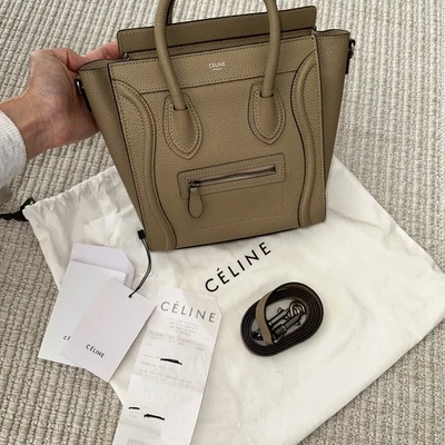 Auténtica bolsa de equipaje CELINE Nano Dune con correa para recibo bolsa antipolvo buen estado Foto 1 de 4