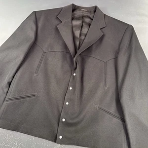 VTG Pagano West Blazer Mens 46L Black Cropped Tuxedo Pearl Snap Bolero NWT USA - Picture 1 of 9