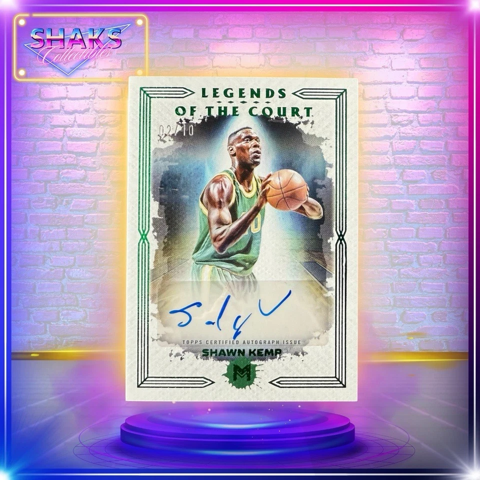 2023-24 Topps Motif Shawn Kemp Green  Auto 02/10 Legends Of The Court - Photo 1/3