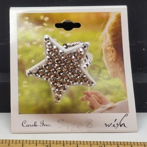 Carole Inc weiß silberfarben Strass Stern elastischer Ring Größe 8 Wunsch - Bild 1 von 4