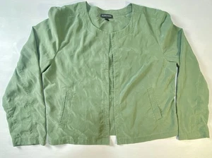 Eileen Fisher moosgrün vorne offen Top Büro Sirene Hipster feminin adrett - Bild 1 von 12