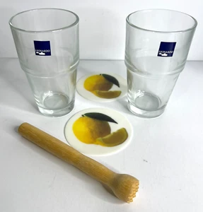 Leonardo Caipirinha Longdrinkbecher mit Untersetzern und Stößel Bargeschirr Neu aus altem Lagerbestand - Bild 1 von 9