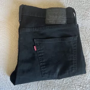Levi’s 513 Black Denim Jeans Size 32 Raw Hem Slim Straight Levi Pants Trousers - Picture 1 of 14