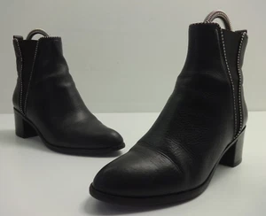 Womens Boots Size 4 DUNE London Black Leather Stud Detail Chelsea Ankle - Picture 1 of 13