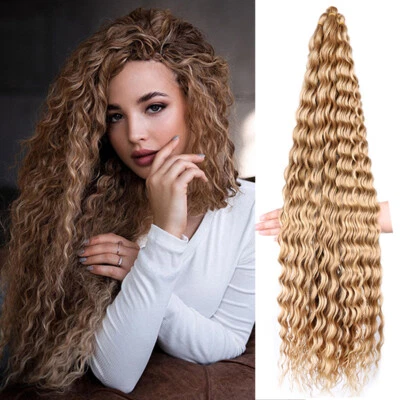 Extensiones de cabello trenzado boho onda de agua rizada cabello ganchillo onda profunda 32" de largo Foto 1 de 4