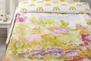 IKEA TWIN Duvet Cover Naturkar Fairy Tale Pink 100% Cotton reversible Castles - Picture 1 of 5