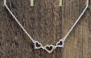 Three Hearts Bracelet Anklet 8.5” Long Sterling Silver 925 Very Nice Jewel - Picture 1 of 12