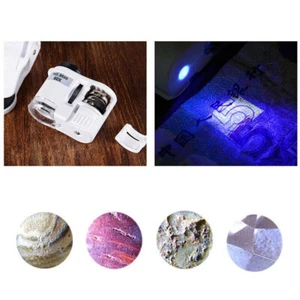 60x Universal Mobile Phone Mini Clip LED UV Lights Microscope Magnifier Lo-@- - Photo 1/12