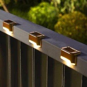 16 pc Solar Deck Lights Outdoor Solar Step Lights Waterproof Led Warm White - Picture 1 of 8
