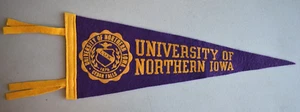 Vintage 1960s Souvenir Felt Pennant UNI UNIVERSITY OF NORTHERN IOWA Cedar Falls - Picture 1 of 5