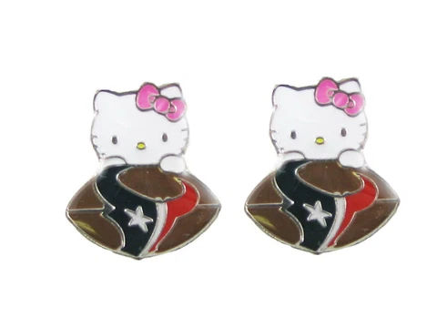 Houston Texans Hello Kitty Football Post Earrings NFL Girls Womens Gift Jewelry Cover