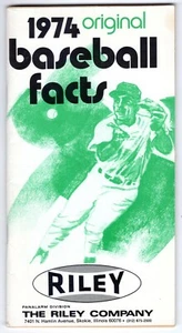 Baseball Facts 1974 horarios menores y de MLB + registros RILEY CO. Giveaway Skokie IL - Imagen 1 de 2