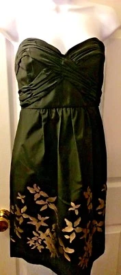 Vestido TIBI Negro Floral Jacquard Dobladillo Sin Tirantes LBD Sexy Fiesta Cóctel Talla 4 Foto 1 de 4