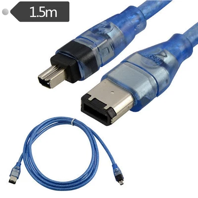 6 Pin Male To 4 Pin Male IEEE 1394 Firewire 400 To Firewire 400 Cable 5ft - Image 1 of 4