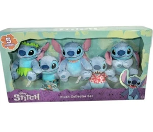Disney Lilo & Stitch Plush Collector Set 5 Pcs 2021 Hawaiian Surfing Tiki NEW - Picture 1 of 13