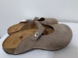 Zapatos Dr. Andrew Weil Aida Beige Tacón Ortalón Cuero Mary Jane Mule Talla 10/41 - Imagen 1 de 9