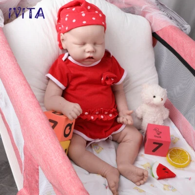 46cm Ganzkörper Silikon Rebornpuppe Geschlossenen Augen Mädchen Collection Doll - Bild 1 von 4