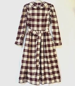 VTG Laura Ashley Check Plaid Wool Pockets Cottage farmcore Midi Maxi Dress US 10 - Picture 1 of 9