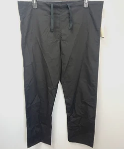 Landau Black Pull On Scrub Pants Size Medium w/ Back Pocket & Drawstring - Picture 1 of 7