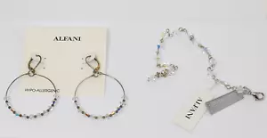 Alfani Crystallized With Swarovski Silver Tone Bracelet & Earrings - Picture 1 of 13