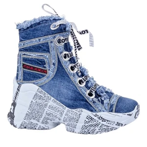 Denim Boots Shoes, Handmade Women's Sports Boots,Women's Sexy Boots/Birthday Gif - Picture 1 of 4