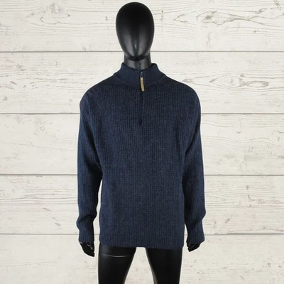 MACKENZIE Men's Hunters 100% Wool Blue Sweater 1 4 Zip Sweater Jumper L Large - Image 1 of 4