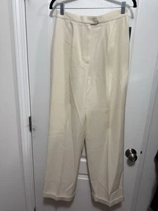 Vintage 90er Ralph Lauren Kammgarn Wollhose Damen 10 creme Plissee Bündchen klassisch - Bild 1 von 14