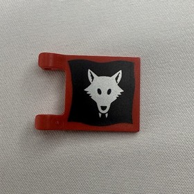 LEGO Red Flag 2 x 2 Square w Black Silver Wolfpack Pattern # 2335p44 6038 6075