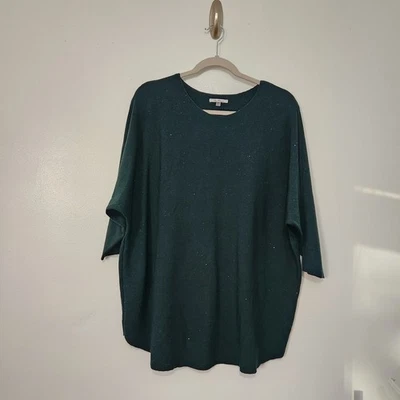 Туника Vila Milano топ 1X плюс размер темно-зеленый рукав доломан разбросанные блестки - Изображение 1 из 4