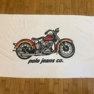 Vintage Ralph Lauren POLO JEANS COMPANY MOTORCYCLE Huge Jumbo Beach Towel 1990s! - Picture 1 of 21