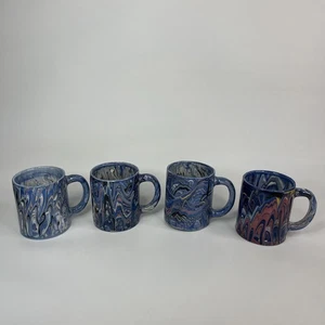 Lot 4 Mugs Grazia Deruta Made In Italy For Saks Fifth Avenue Blue Multi Color - Picture 1 of 7