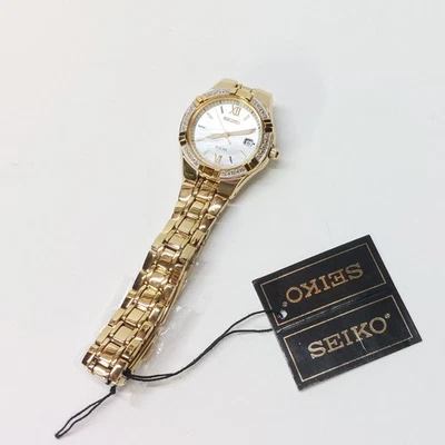 NWT Seiko Diamonds Solar Mother of Pearl Dial Women's Watch SUT070  - Image 1 of 4