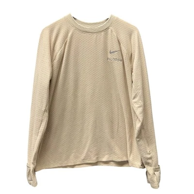 Camisa de Correr Nike para Mujer XL Crema Logo PELOTÓN Dri Fit Manga Larga Ropa Activa Foto 1 de 4