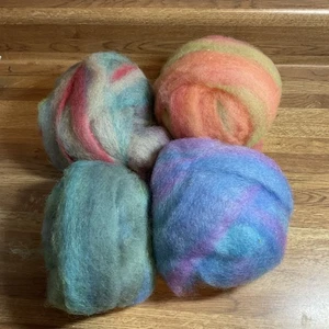 Rainbow Felting Roving Wool Spinning Yarn Lot - Picture 1 of 6