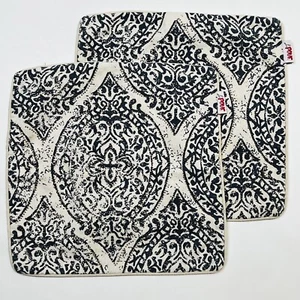 2 Le Pouf Accent Pillow Covers 17 In Blue Cream Beading Traditional Contemporary - Picture 1 of 6