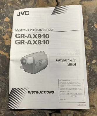 JVC Compact VHS Camcorder Manual. Vintage  - Image 1 of 2