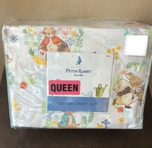 Peter Rabbit Queen Sheet Set New Cotton Easter Spring Floral - Picture 1 of 4