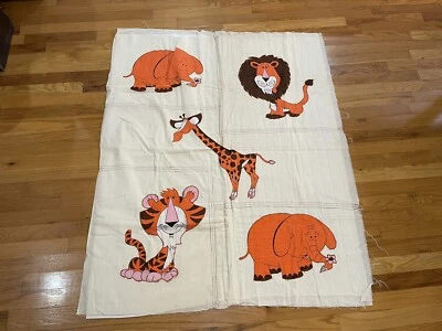 MCM Vintage Animal Blanket Appliqué Baby Nursery Quilt Unfinished Cutter Kitschy - Image 1 of 4