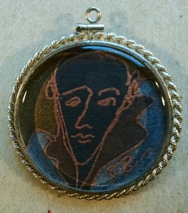 FINE ART  Pendant Goldfill Bezel Spirit Guide EJ Gold original SIGNED watercolor - Picture 1 of 2