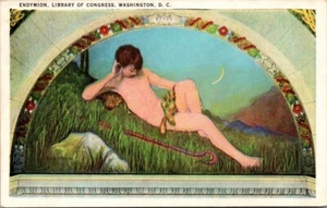 Washington DC Endymion Library Of Congress Vintage Postcard Freedom Speech Stamp - Picture 1 of 2