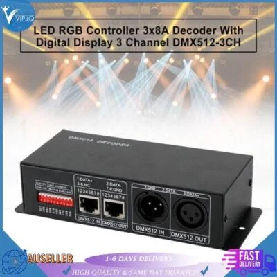 LED RGB Controller 3x8A Decoder With Digital Display 3 Channel DMX512-3CH AUS - image 1 of 4