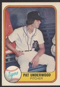 Fleer #469 Pat Underwood 1981 autografiado - Tigres de Detroit - Imagen 1 de 2