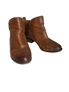 Lucky Brand Basel Bootie Brown Distressed Leather Ankle Boot Size 7 W Boho - Picture 1 of 11